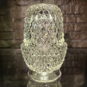 Indiana Glass Diamond Point Clear Two Piece Fairy Lamp